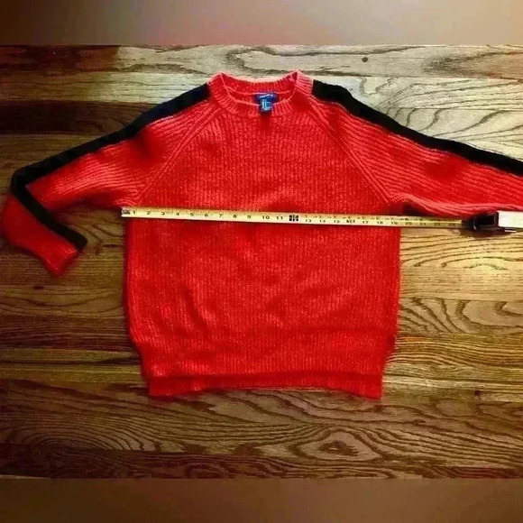 FOREVER 21 - ORANGE SWEATER WITH BLACK ARM STRIPES - SIZE SMALL - Picture 8 of 9